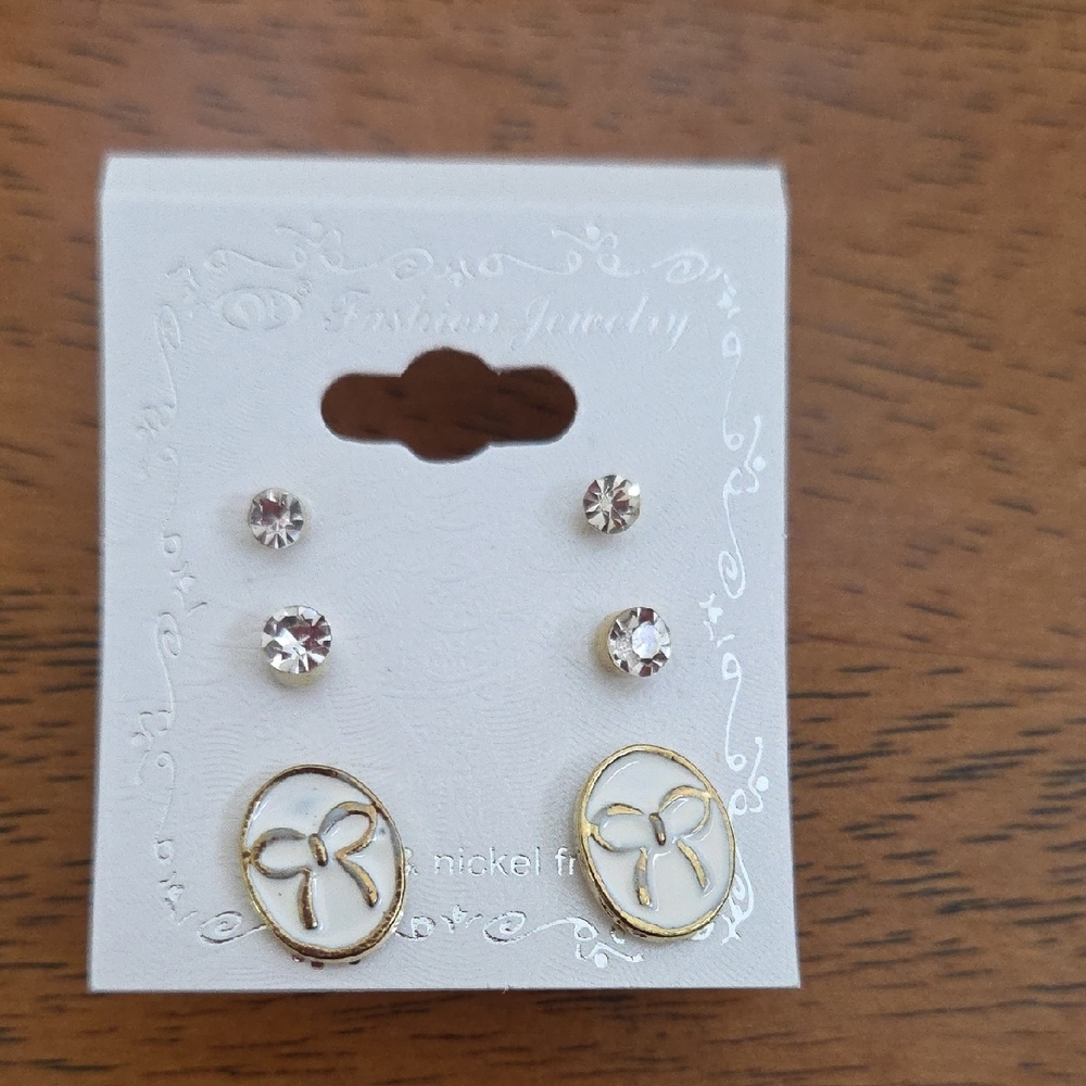 Fashion Jewelry Gold and White Dragonfly Stud Earring Trio